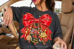 Red Firefighter Bow PNG with Fire Truck Charms Product Image 2