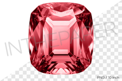 Vibrant red Asscher cut PNG jewelry art mineral gemstone Product Image 1
