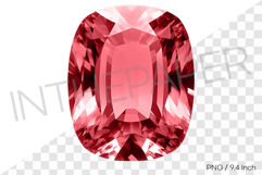 Luxurious red Emerald cut PNG jewelry clipart mineral gem Product Image 1