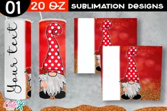 Red Gnome Valentines Day 20 Oz Skinny Tumbler Sublimation Product Image 3