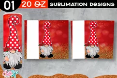 Red Gnome Valentines Day 20 Oz Skinny Tumbler Sublimation Product Image 2