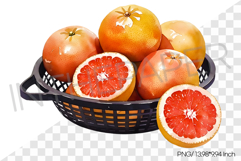 Fresh Red Grapefruit in Black Basket PNG Clipart Fruit Water Product Image 1