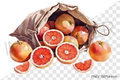 Red Grapefruit Spilling out of Burlap Sack PNG Clipart Fruit Product Image 1