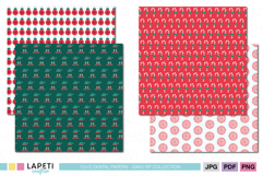 Festive red and green Christmas paper bundle featuring candy cane, ornament, and peppermint patterns, ideal for scrapbooking, cards, and holiday projects.