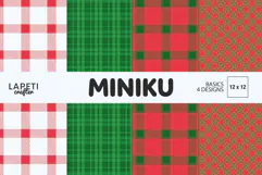 Red and green Christmas digital papers with festive plaid patterns
