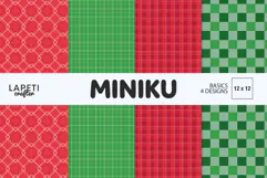 Red and green Christmas plaid digital papers with festive coordinating patterns