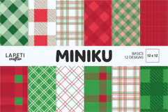 Red and green Christmas plaid digital papers with festive tartan, gingham and check patterns.