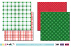Holiday plaid backgrounds featuring red, green, white and soft mint Christmas colors.
