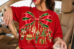 Red and Green Nutcracker Bow PNG with Christmas Charms Product Image 2
