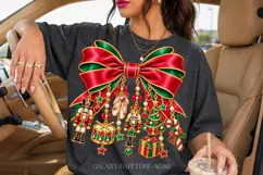 Red and Green Nutcracker Bow PNG with Christmas Charms Product Image 1