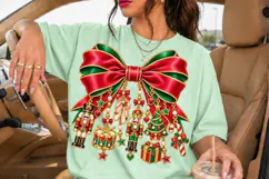 Red and Green Nutcracker Bow PNG with Christmas Charms Product Image 3