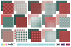 Red and green plaid digital papers perfect for Christmas scrapbooking and crafts.