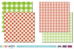 Red and green checkered digital papers for holiday crafting