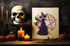 Purple Pentagram and Witch, Halloween Sublimation Design, d7 Product Image 4