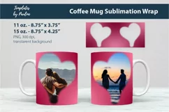 Pink Heart Photo mug wrap template for 15 oz Cricut Mug Sublimation
