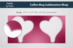 Pink Heart Photo mug wrap template for 15 oz Cricut Mug Sublimation