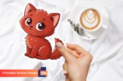 Red Kitten Sticker, Cat Lovers Sticker, Cartoon Kitten Art Product Image 1