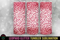 Red Leopard Glitter Tumbler Sublimation I 20 Oz Tumbler Wrap PNG