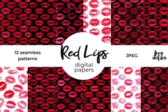 Red Lip Stains Seamless Pattern Bundle Kiss Dark Romance Product Image 1
