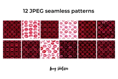 Red Lip Stains Seamless Pattern Bundle Kiss Dark Romance Product Image 2