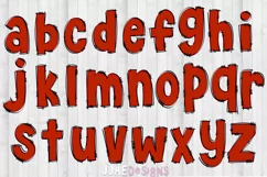 Red Font PNG Letters | Red Doodle Alphabet PNG Letter Product Image 3