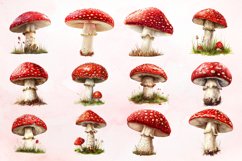 Watercolor Red Mushroom Clipart Bundle Product Image 2
