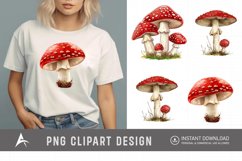 Watercolor Red Mushroom Clipart Product Image 1