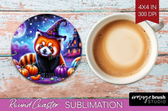 Red Panda Halloween Round Coaster Cute Animal Coaster PNG Product Image 1
