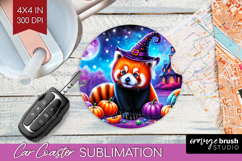 Red Panda Halloween Car Coaster Cute Animal Coaster PNG Product Image 1