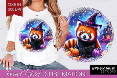 Red Panda Halloween Round Tshirt Background Cute Animal PNG Product Image 1