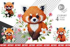 Red Panda Embroidery Clipart Product Image 1