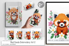 Digital Paper Red Panda Embroidery Product Image 1