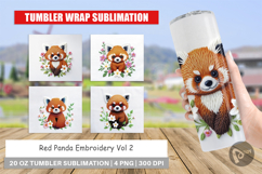 Tumbler Red Panda Embroidery Product Image 1