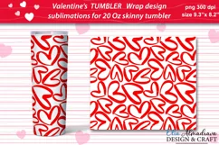  romantic ornaments for skinny 20 Oz Tumbler with hand drawn hearts for Valentine’s day, birthday, wedding, gift. 