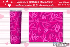  romantic ornaments for skinny 20 Oz Tumbler with hand drawn hearts for Valentine’s day, birthday, wedding, gift. 