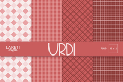 Red plaid paper pack featuring soft red and pink tartan patterns, ideal for Christmas and Valentine’s projects.