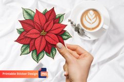 Red Poinsettia Christmas Star Flower Sticker Product Image 1