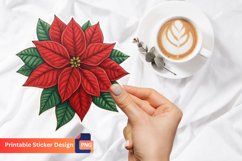 Red Poinsettia Christmas Star Flower Sticker Product Image 1
