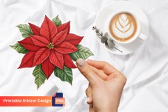 Red Poinsettia Christmas Star Flower Sticker Product Image 1