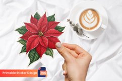 Red Poinsettia Christmas Star Flower Sticker Product Image 1