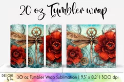 Steampunk Dragonfly Tumbler Wrap | 20 oz Vintage Tumbler Product Image 1
