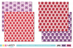 Adorable red and purple monster pattern digital papers ideal for kids birthday crafts, wrapping, and invitations.