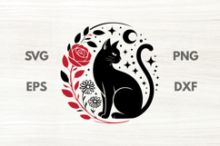 Rose Black Cat SVG Product Image 1