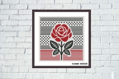 Red rose flower modern art cross stitch pattern - Tango Stitch