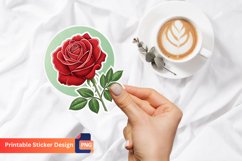 Red Rose Printable Sticker, Floral Sticker, Red Rose Vinyl Product Image 1