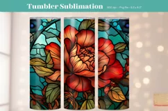 Red Rose Tumbler Wrap Stained Glass Tumbler Sublimation 