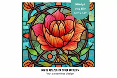 Red Rose Tumbler Wrap Stained Glass Tumbler Sublimation 