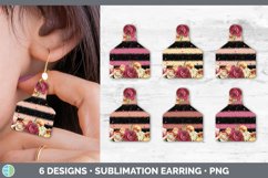 Bundle of six Red Roses cow tag earrings sublimation designs.