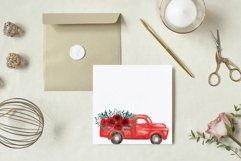 Red rose watercolor flower pickup truck graphics clip art Product Image 6