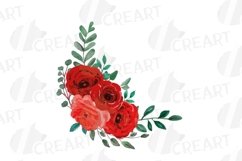 Red rose floral tribal bull skull with bouquets clip art Product Image 9